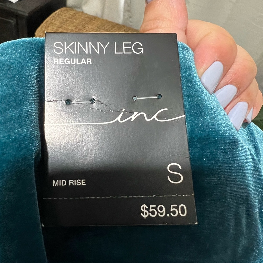 INC international concepts new Teal velvet wrap blazer and skinny pants